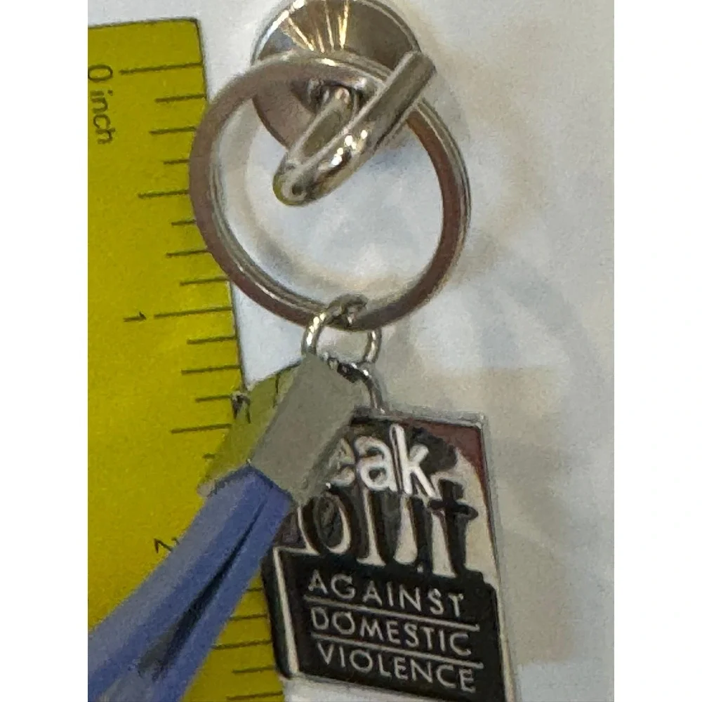 peak Out Against Domestic Violence Keychain Blue Silicone Wristlet Charm